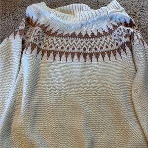 Maurices Cream and Brown Off-the-Shoulder Sweater